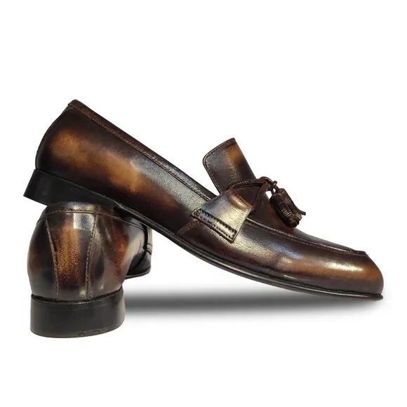Bashwood Handmade Brown Two Tone Leather Loafers